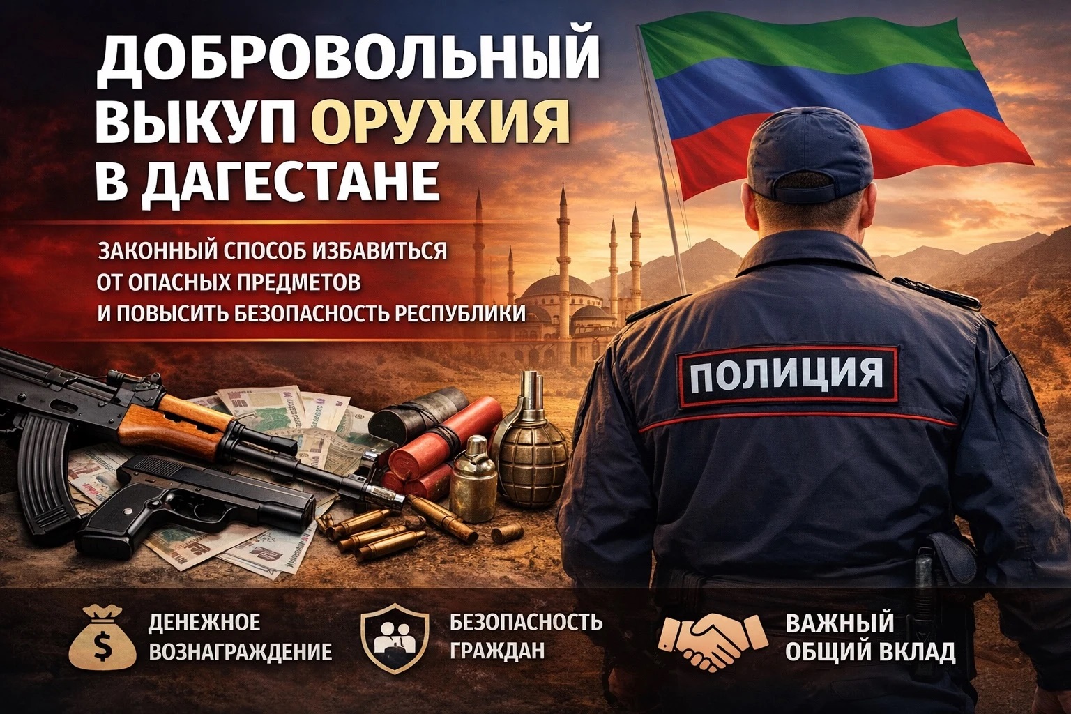 Добровольный выкуп оружия в Дагестане: как законным путем избавиться от опасных предметов и внести вклад в безопасность республики