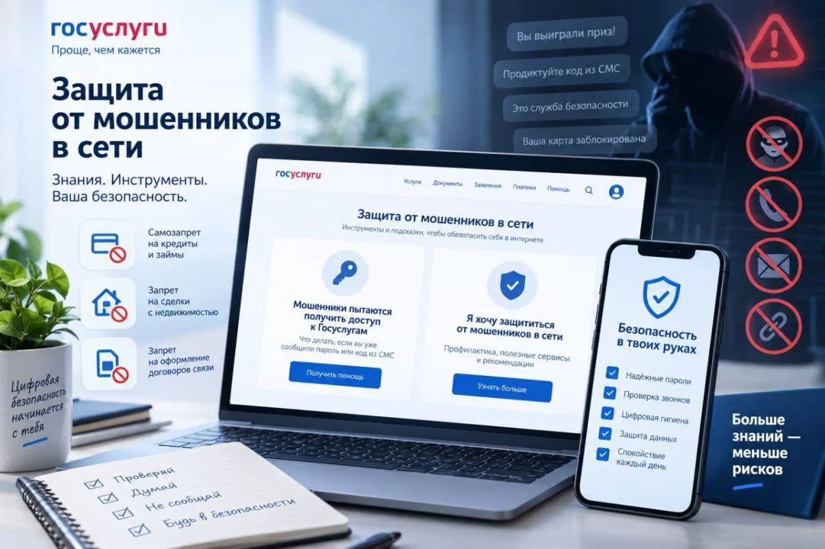 На Госуслугах появился сервис для защиты от интернет-мошенников